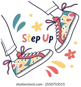Step Up Your Style: Floral Canvas Shoes vector flat design