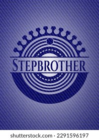 Emblema de Stepbrother con fondo jean. Ilustración vectorial. Detallado. 