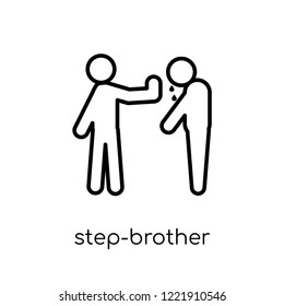 step-brother icon. Trendy modern flat linear vector step-brother icon on white background from thin line family relations collection, editable outline stroke vector illustration