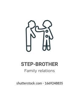Step-brother outline vector icon. Thin line black step-brother icon, flat vector simple element illustration from editable family relations concept isolated stroke on white background