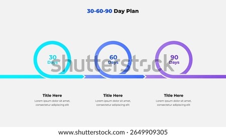 Step-by-Step 30-60-90 Day Business Strategy Infographic Overview.
