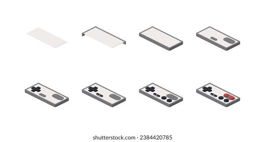 Step-by-step construction of a gamepad for animation. Vector