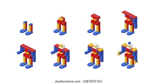 Instrucciones paso a paso para montar un robot desde bloques. Vector