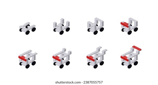 Step-by-step instructions for assembling a shopping cart. Vector