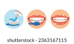 Step-by-step Scheme, Instruction On How To Brush Your Teeth Properly. Infographics Toothbrush, Toothpaste