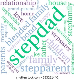 Stepdad word cloud on a white background. 