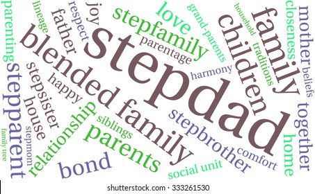 Stepdad word cloud on a white background. 