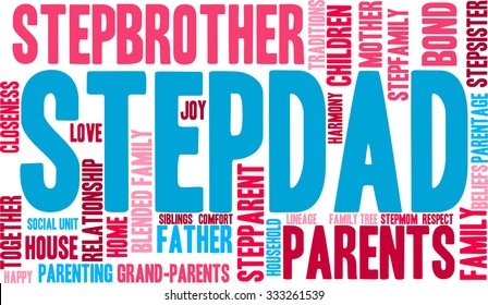 Stepdad word cloud on a white background. 
