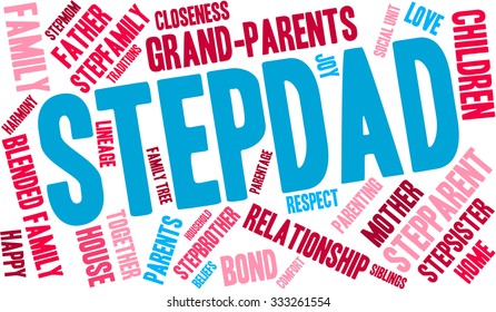 Stepdad word cloud on a white background. 