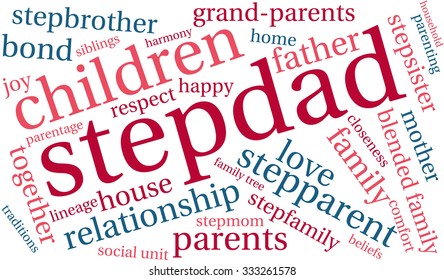 Stepdad word cloud on a white background. 