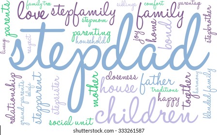 Stepdad word cloud on a white background. 