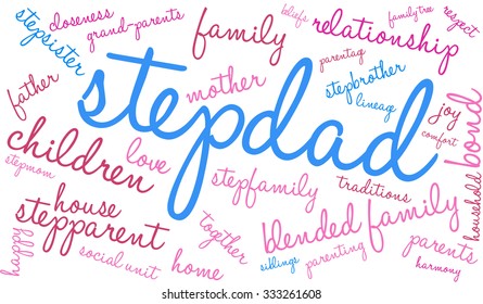 Stepdad word cloud on a white background. 