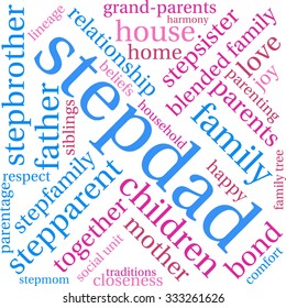 Stepdad word cloud on a white background. 