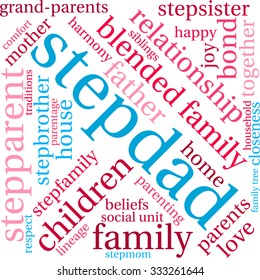 Stepdad word cloud on a white background. 