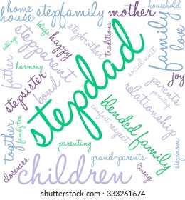 Stepdad word cloud on a white background. 