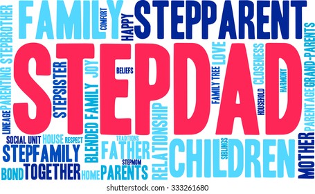 Stepdad word cloud on a white background. 