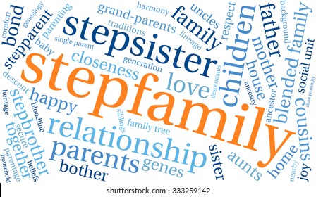 Stepfamily Word Coud On A White Background. 