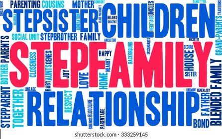 Stepfamily Word Coud On A White Background. 