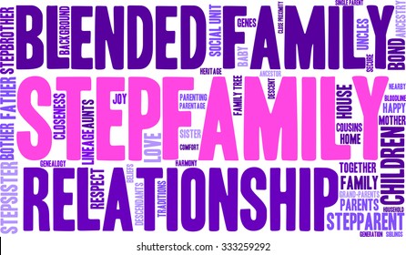 Stepfamily Word Coud On A White Background. 