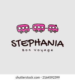 Stephania Express Vector Illustration. Cute Pink Train For Support To Ukraine, Save Ukraine, Stand With Ukraine, Pray For Ukraine, Stop War. Template For T Shirt, Cover, Poster, Post Card, Banner