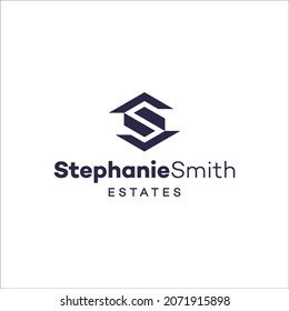 Stephanie Smith Estates Logo Design, S SS initials, roofs, Luxury logo and Real Estate