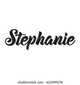stephanie, text design. Vector calligraphy. Typography poster. Usable as background.