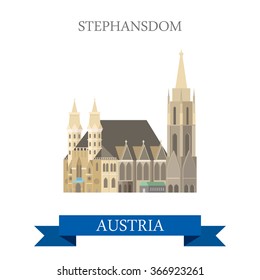 Stephansdom St Stephan Cathedral in Vienna Austria. Flat cartoon style historic sight attraction point of interest web site vector illustration. World countries cities vacation travel collection.