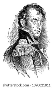 Stephen Decatur, 1779-1820, war ein Marineoffizier und Commodore der Vereinigten Staaten von Amerika, Zeichnen oder Gravieren von Linien in Vintage