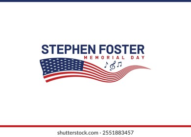 Stephen foster memorial day with American flag and music Vector illustration