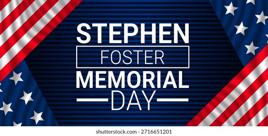 O plano de fundo do Dia Memorial Stephen Foster, banner, cartão ou modelo de cartaz é observado todos os anos durante janeiro, para aumentar a conscientização sobre a missão. Ilustração vetorial.