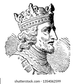 Stephen I of Hungary, he was the last grand prince of the Hungarians and the first King of Hungary, vintage line drawing or engraving illustration