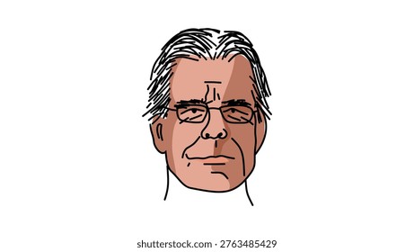 Stephen King  portrait, flat vector illustration
