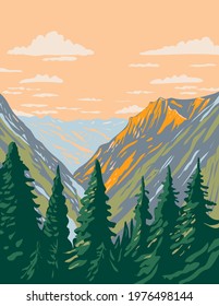 The Stephen Mather Wilderness Located Within North Cascades National Park and Lake Chelan National Recreation Area in Washington State WPA Poster Art