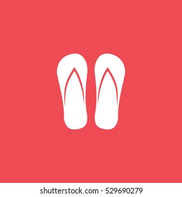 Step-ins Flipflop Flat Icon On Red Background