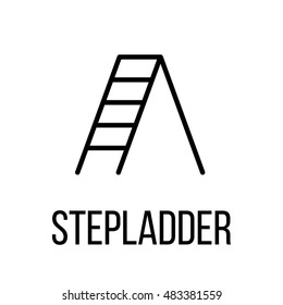 Stepladder icon or logo in modern line style. High quality black outline pictogram for web site design and mobile apps. Vector illustration on a white background.