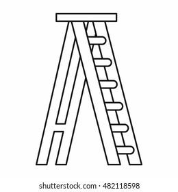 Stepladder icon in outline style on a white background vector illustration