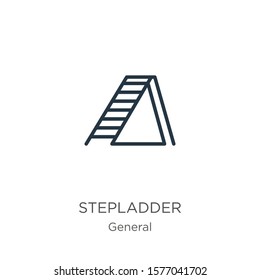 Stepladder icon. Thin linear stepladder outline icon isolated on white background from general collection. Line vector sign, symbol for web and mobile