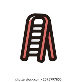 Stepladder illustration icon.Simple vector outline, clipart for graphic design.