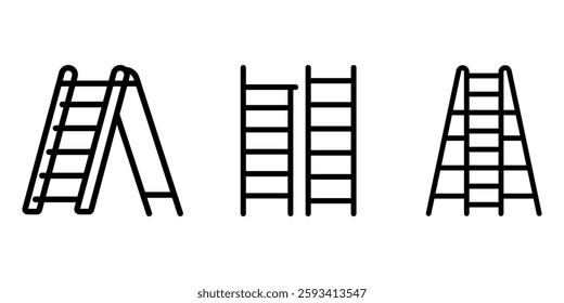 stepladder outline or line icon design bundle.
