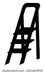 Stepladder Escada dobrável portátil para o trabalho. Silhueta. Ilustração vetorial. Fundo branco isolado. Ideia para web design.