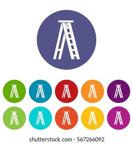 Stepladder set icons in different colors isolated on white background