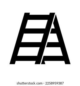 Stepladder silhouette icon. Tool for working at high places. Vector.