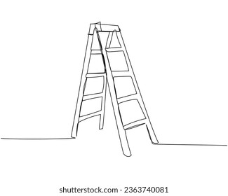 Stepladder, steps, construction ladder one line art. Continuous line drawing of repair, professional, hand, people, concept, support, maintenance.