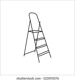 Stepladder symbol sign line icon on background