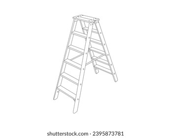 Icône vectorielle Stepladder. Symbole linéaire du mobilier et de l'intérieur. Métal de maison.plan noir isolé, échelle de pas, image vectorielle. Icône vectorielle en plan isolée sur fond blanc grunge. Eps10 .