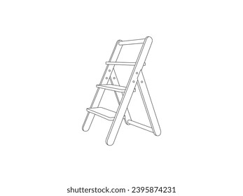 Stepladder vector icon. Linear symbol of the furniture and interior. isolated black outline step ladder vector drawing. black and white, hand drawn, sketch style, isolated on white background.
