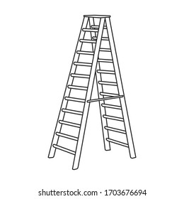 Stepladder vector icon.Outline vector icon isolated on white background stepladder .