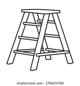 Icono de vector Stepladder.Icono de vector de contorno aislado en el Stepladder de fondo blanco.
