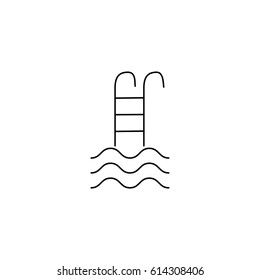 stepladder vector line icon with water waves