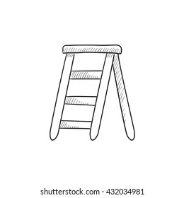 Ícone de esboço vetorial Stepladder isolado no plano de fundo. Ícone Stepladder desenhado à mão. Ícone de esboço Stepladder para infográfico, site ou aplicativo.